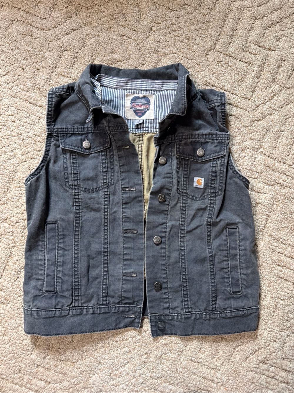 Carhartt Black Denim Vest with Button Front